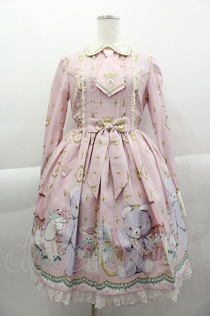Preview of Angelic Pretty / Charlotte's Bearワンピース ピンク I-25-04-07-044-AP-OP-HD-ZI