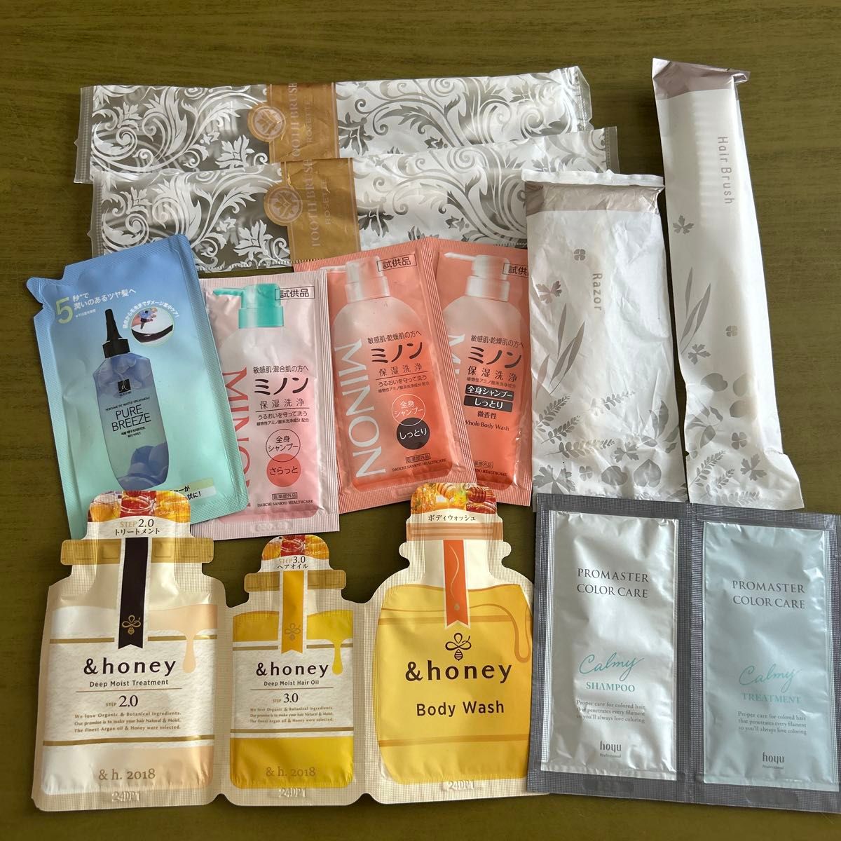 Hair care and body care travel set bundle sale by &honey MINON