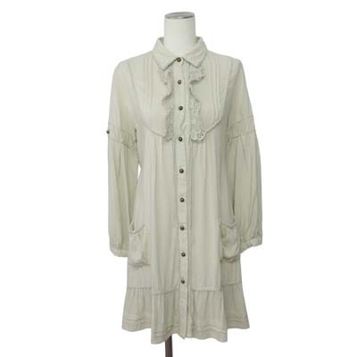 Axes Femme mini lace shirt dress, long sleeves, size M, green, women's.