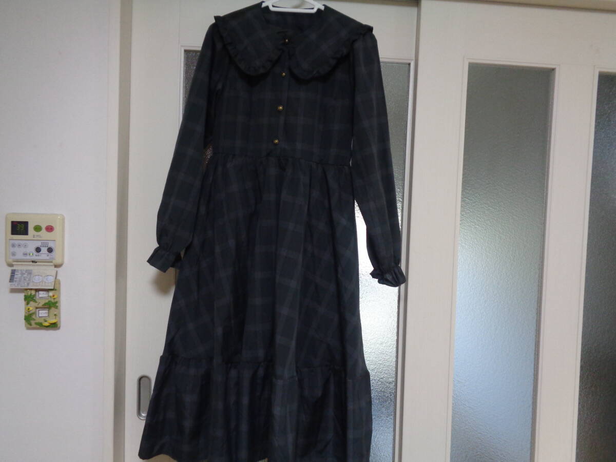 Preview of しまむら☆インフルエンサーコラボ☆青木美沙子mpeti☆しまみさ☆チェック☆長袖☆ワンピース☆グレー☆M☆ロリータ