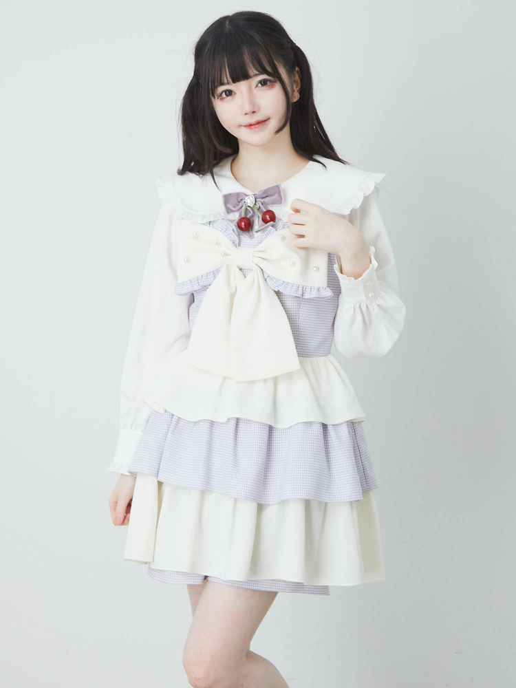 Preview of ■Ank Rouge■リボンティアードワンピース ラベンダー×白オフホワイト系■ガーリー量産型地雷系ロリータアンクルージュ完売品定価16500円