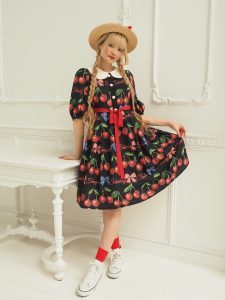 Preview of Shirly Temple 50周年 Anniversary チェリーボーダープリント ワンピース シャーリーテンプル Emily ルルゲッタ 大人