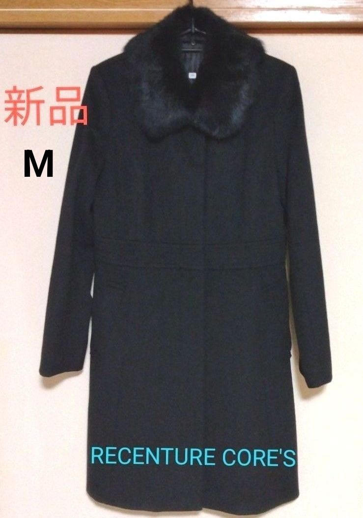 Brand new women's fur long coat, black, size 9 (medium size), wool, women's clothing, trench coat, winter coat, black.