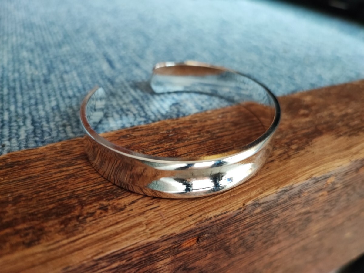 Flat Bangle Bracelet, Silver, Simple Design, Bracelet