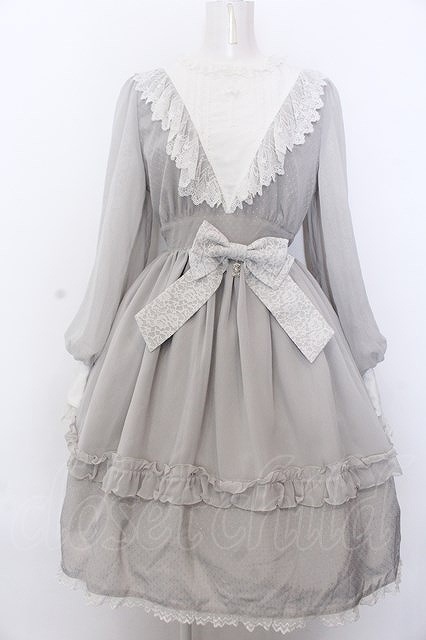 Preview of ALICE and the PIRATES / Eternal Prayer Dress, Gray x Off-White, O-25-04-04-030-PA-OP-OW-OS