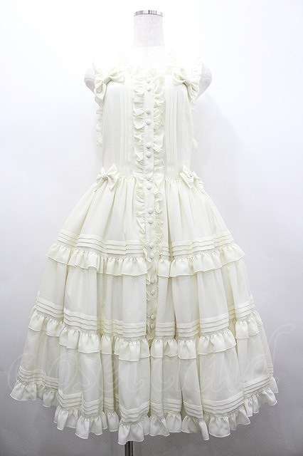 Preview of metamorphose / ピンタックティアードジャンパースカート(プラスサイズ) 生成り I-26-02-28-073-ME-OP-TE-ZI