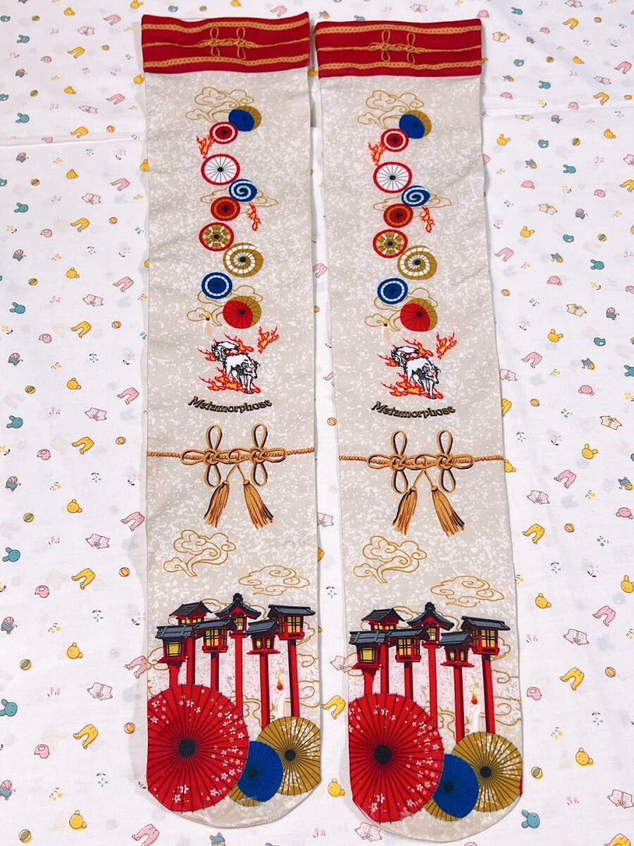 Preview of ★Metamorphose Dawn's Dream Lantern Print Over-the-Knee Socks★ Japanese Pattern Used Second-hand