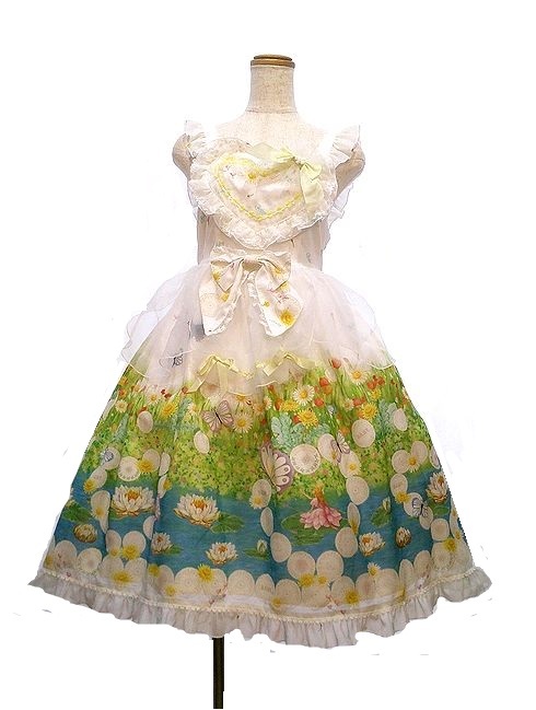 Preview of BABY the SATRS Thumbelina Fairy Tale ~Journey to the Future~ Pattern Petal Apron Jumper Skirt & Headband 2-Piece Set Lolita
