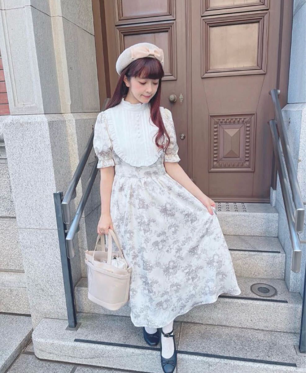 Preview of ☆新品☆ mpetit トワルドジュイ柄ワンピース（中灰）Lサイズ 青木美沙子 しまむら コラボ ロリィタ ロリータ ドレス トワル柄 半袖