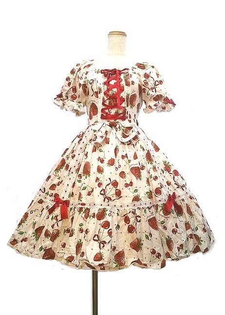 Preview of Metamorphose Lady Fruit Short-Sleeved Dress - Strawberry & Cherry