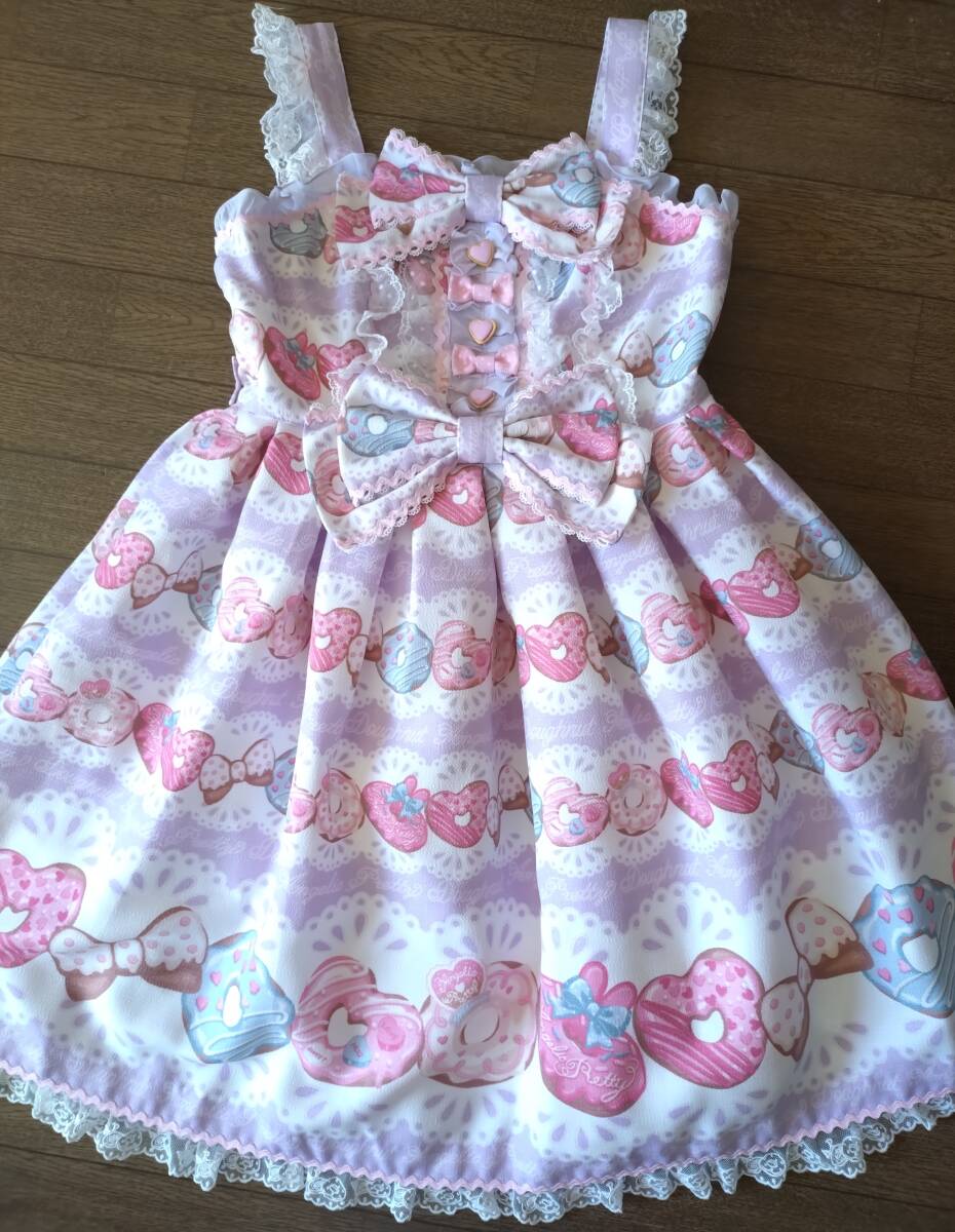 Preview of Angelic Pretty 夢見るFancyドーナツジャンパースカート オーバーニー セット JSK Dreamy Fancy Dounats アンジェリックプリティ