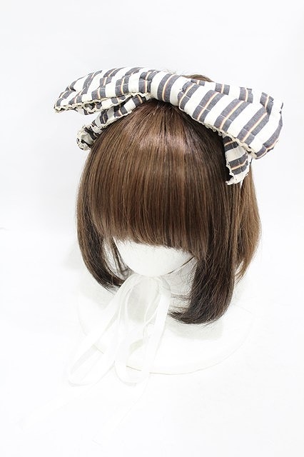 Preview of metamorphose / St. Gemini Lace Ribbon Headband - White/Gray H-26-05-18-052-ME-AC-NS-ZH