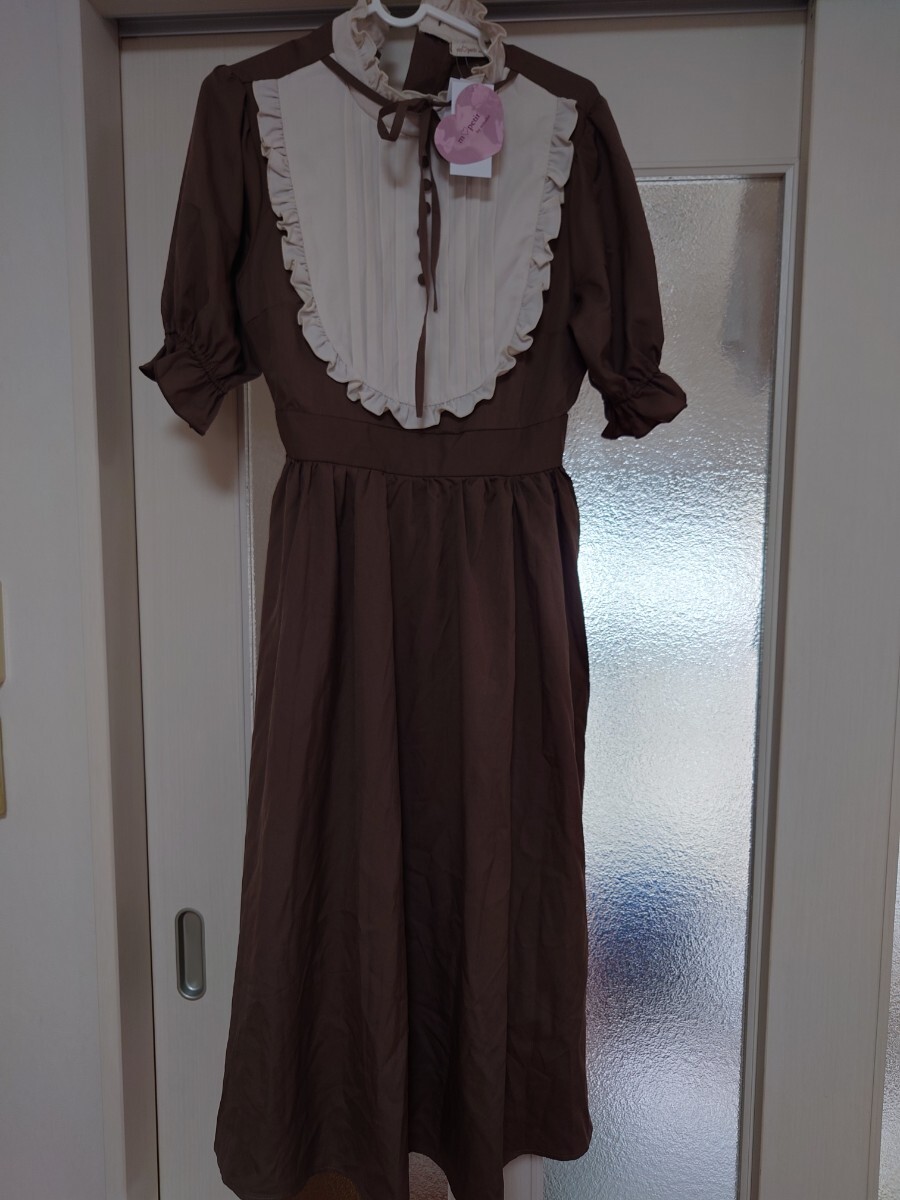 Preview of Shimamura☆Influencer Collaboration☆Misako Aoki☆Shimamisa☆mpetit☆Brown☆Lace Collar☆Dress☆Lolita☆M☆Brand New☆Two-tone