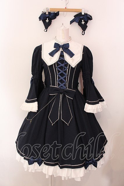 Preview of metamorphose / Maiden's Prayer Sister One-Piece Dress Set Navy x White O-25-02-18-035-ME-OP-IG-ZI