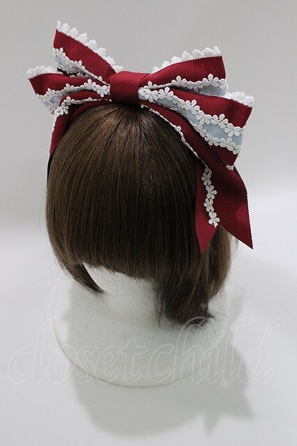 Preview of BABY,THE STARS SHINE BRIGHT / Pastoral Decoration Paletteグログランリボンカチューシャ エンジ/サックス H-26-07-27-033-BA-AC-NS-ZH