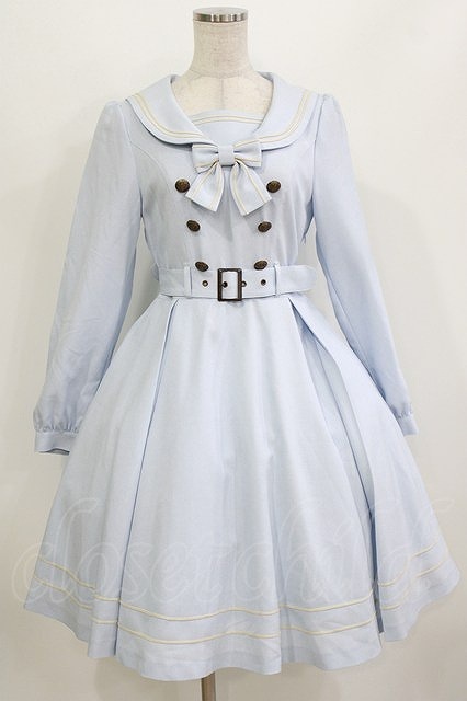 Preview of metamorphose / 長袖セーラーリボンワンピース 1 サックス H-26-08-21-009-ME-OP-NS-ZH