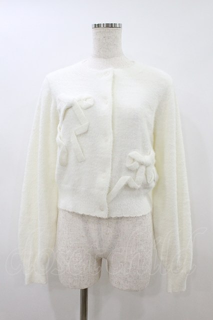 Preview of Angelic Pretty / Fluffy Ribbon Knit Cardigan, Free Size, White, H-26-08-09-1009-AP-TO-NS-ZH