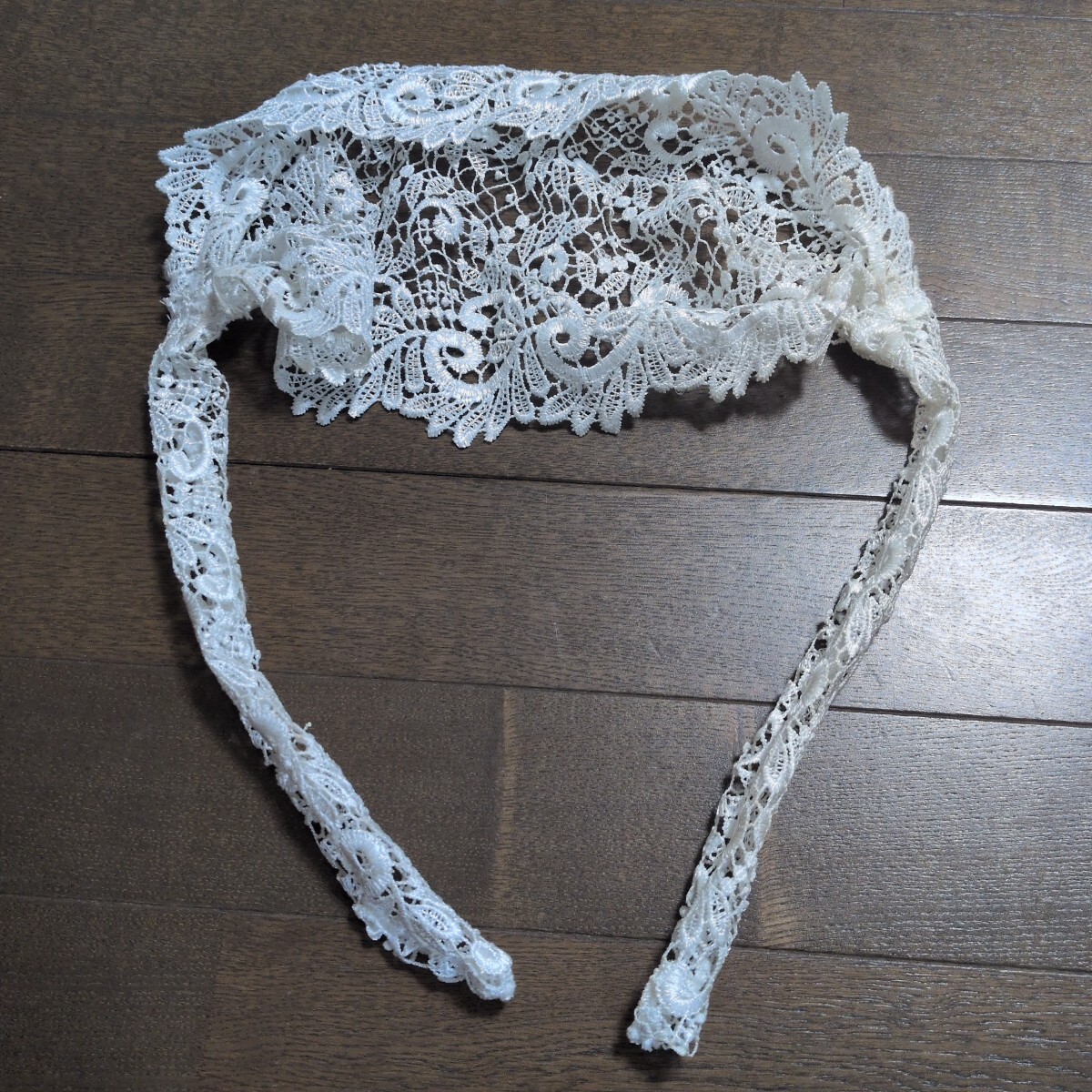 Preview of バブーシュカ レース 刺繍 ヘッドドレス ボンネット 白 ホワイト フランス パリ ヴィンテージ レトロ ロリータ