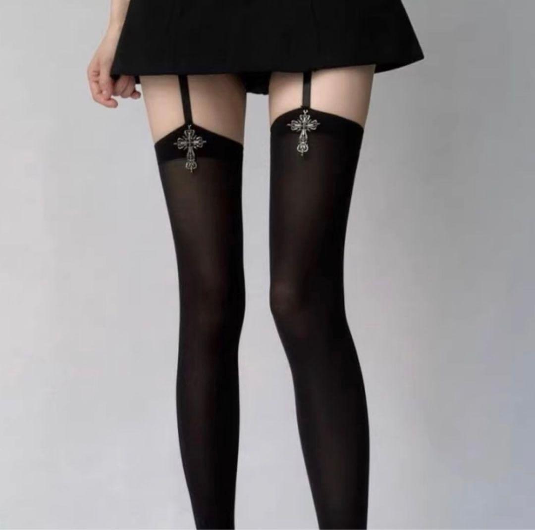 Cross-shaped knee-high socks, tights, stockings, garter belt, cosplay