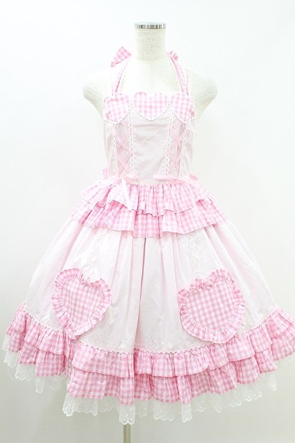 Preview of Angelic Pretty / Heart Picnicジャンパースカート F ピンク H-26-09-06-1002-AP-OP-YZ-ZH