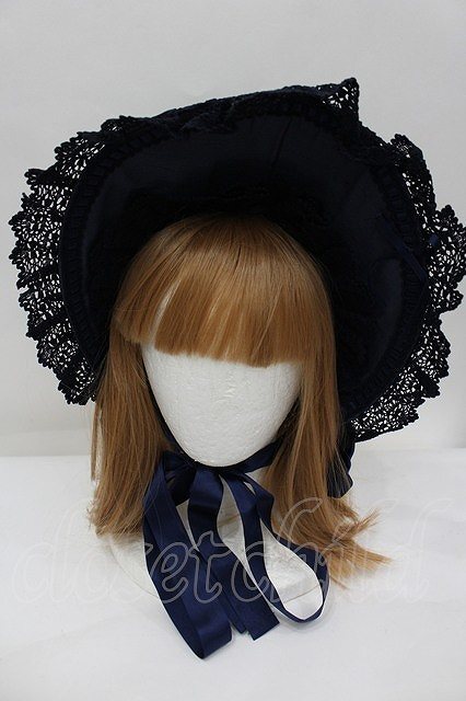 Preview of ALICE and the PIRATES / Rose Lace Bonnet Navy I-26-08-28-116-PA-AC-TE-ZI