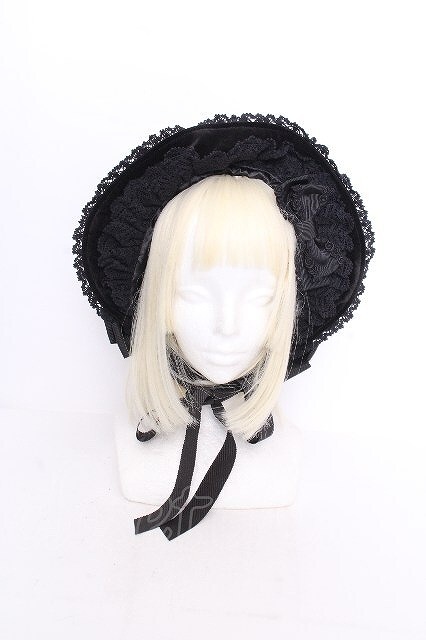 Preview of BABY, THE STARS SHINE BRIGHT / Velvet Torsion Lace Bonnet Black S-26-09-04-019-BA-AC-AS-ZS
