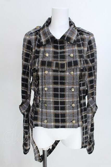 Preview of ALICE and the PIRATES / Tartan Check Pattern Harness Belt Overshirt, Gray S-26-05-30-019-PA-BL-AS-ZH
