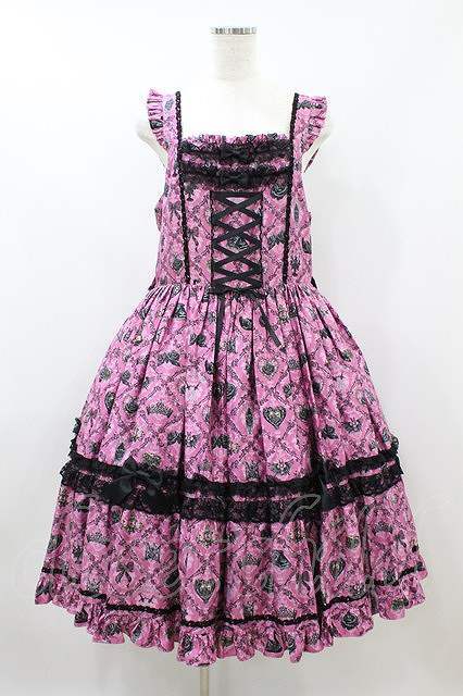 Preview of metamorphose / [Plus Size] Queen of Darkness and Thorns Frill Lace Jumper Skirt Plus Size Pink H-26-09-13-025-ME-OP-NS-ZH