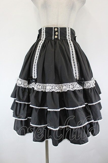 Preview of metamorphose / Dress up はしごレースハイウエストスカート 1 黒×白 I-26-09-15-080-ME-SK-TE-ZI