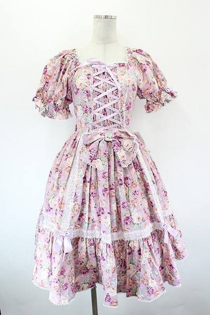 Preview of metamorphose / はしごレースリボン花柄半袖ワンピース 1 ラベンダー系 I-26-09-15-066-ME-OP-TE-ZI