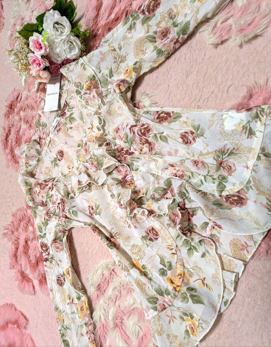 Preview of Brand new with tags ◆ White ◆ Gorgeous ◆ Floral pattern ◆ Opaque ◆ Frills ◆ Lots of ◆ Lolita ◆ Cardigan