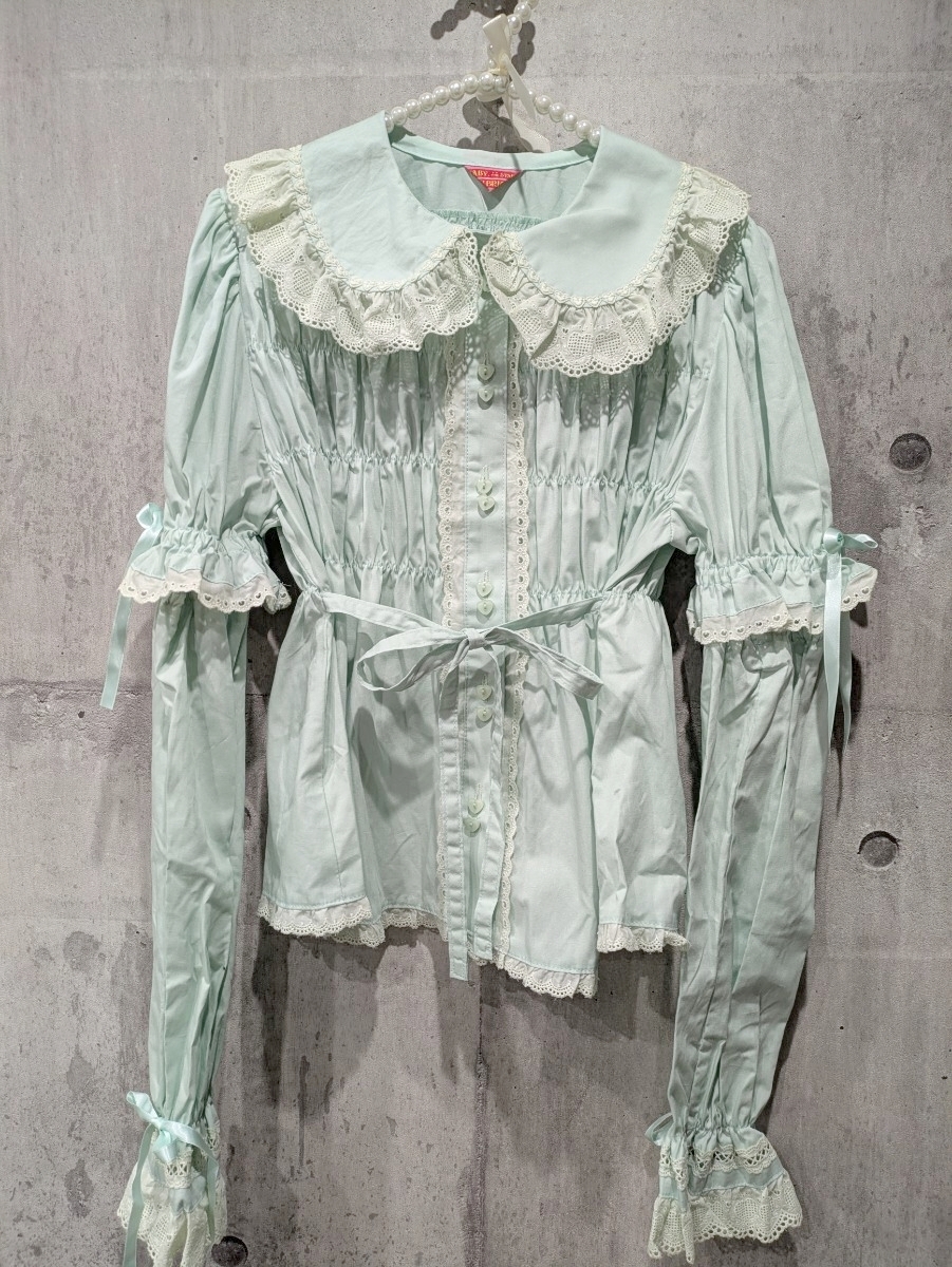 Preview of BABY, THE STARS SHINE BRIGHT 2-way blouse, mint green, frills, lace, ribbon, Lolita style.