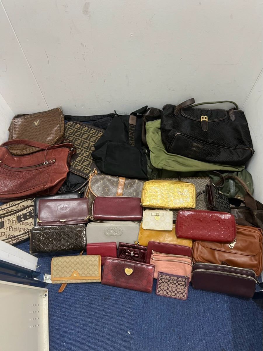 Large Lot of Approximately 25 Brand Name Bags and Wallets: GUCCI, COACH, and Other Women's Bags, Wallets, and Accessories (As-Is Condition/Junk)