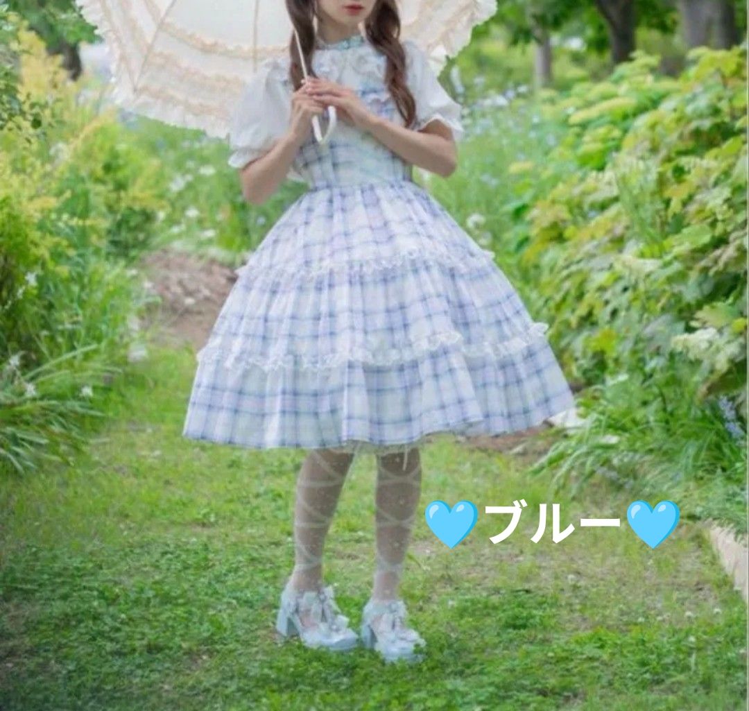 Preview of 眞白ありす ジャンパースカート ブルー 量産系 ロリータ