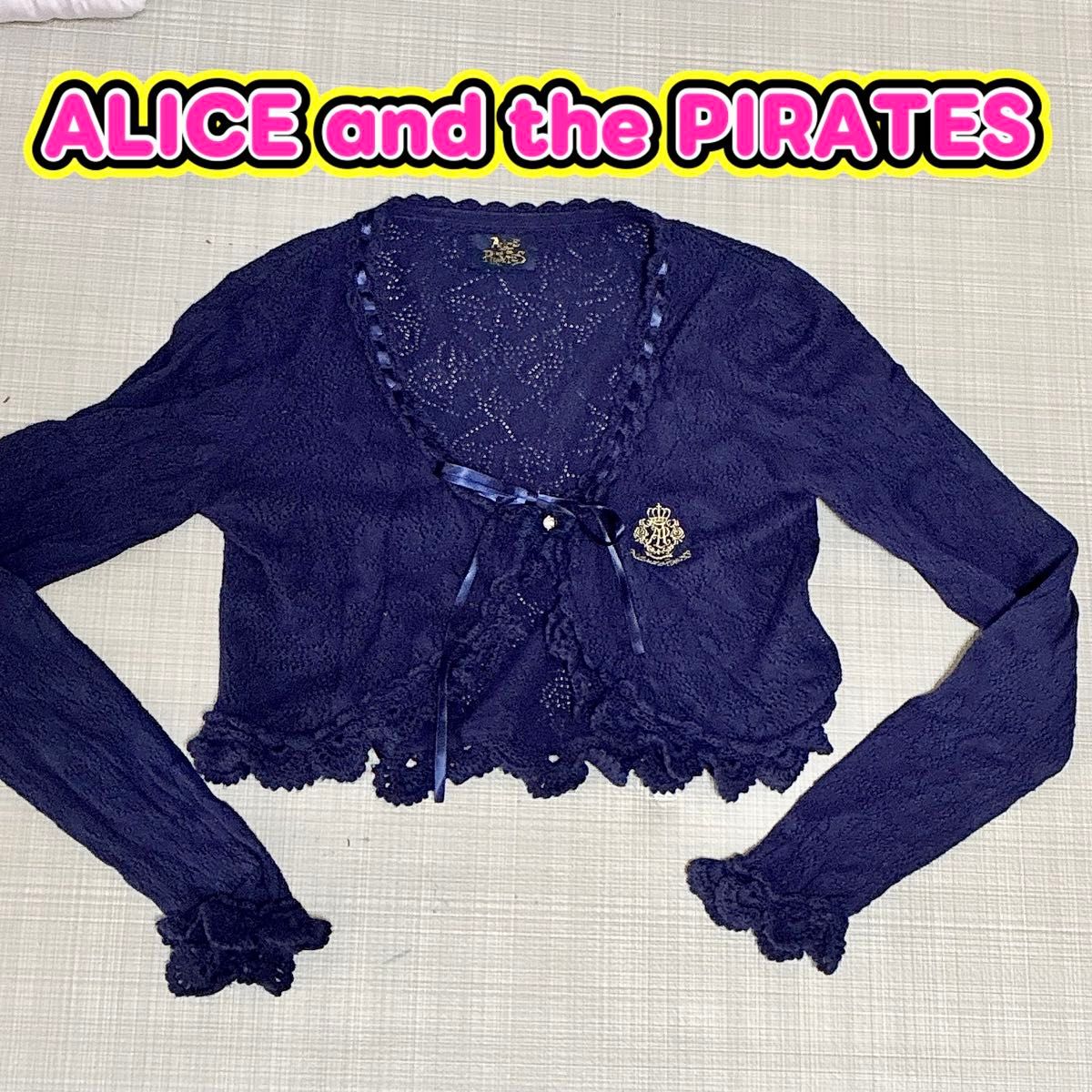 Preview of ALICE and the PIRATES / Logo Embroidered Openwork Bolero (Navy)