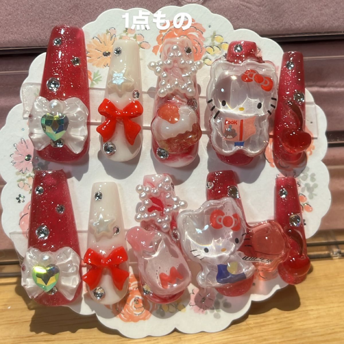 Hello Kitty nail tips, Sanrio nail tips, gel nails