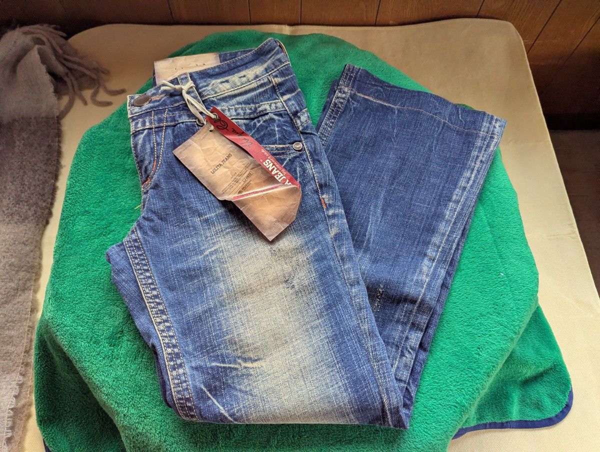 Preview of 新品タグ付 ロリータジーンズ フレアデニム 29インチ ブーツカット Y2K 韓国製 ヴィンテージ加工 LOLITA JEANS