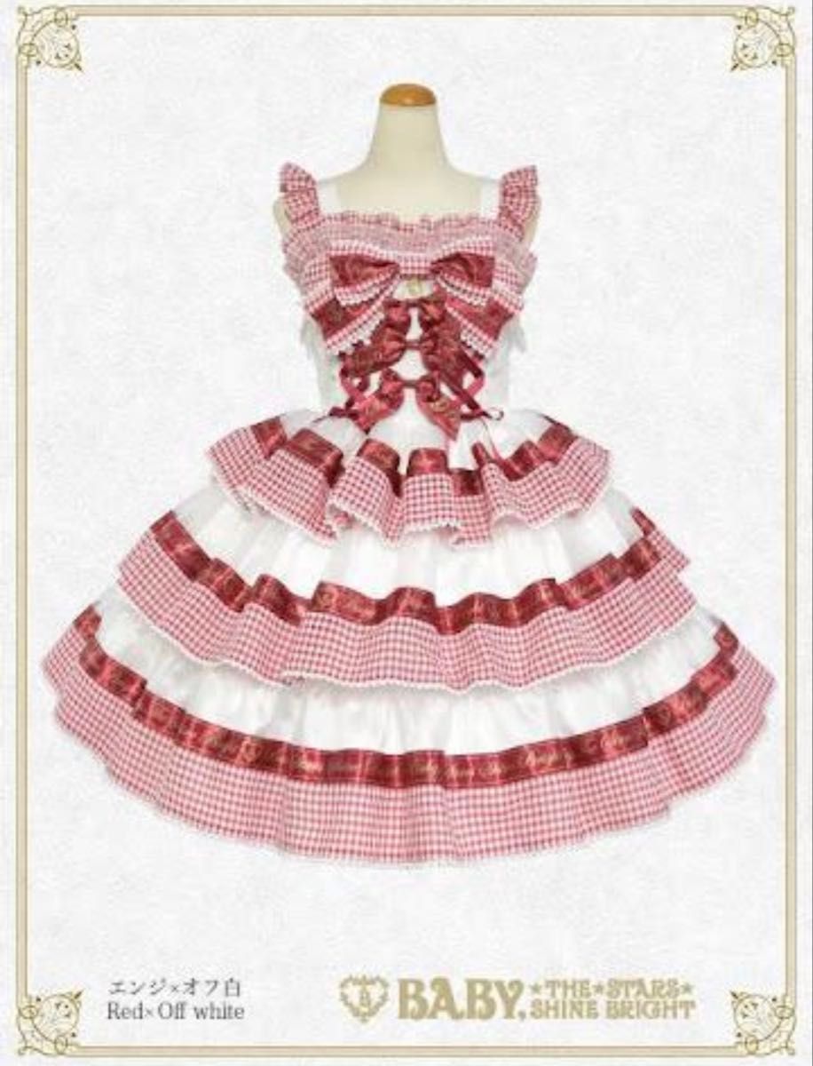Preview of BABY Sweet Best Wishes ジャンパースカート エンジ×オフ白