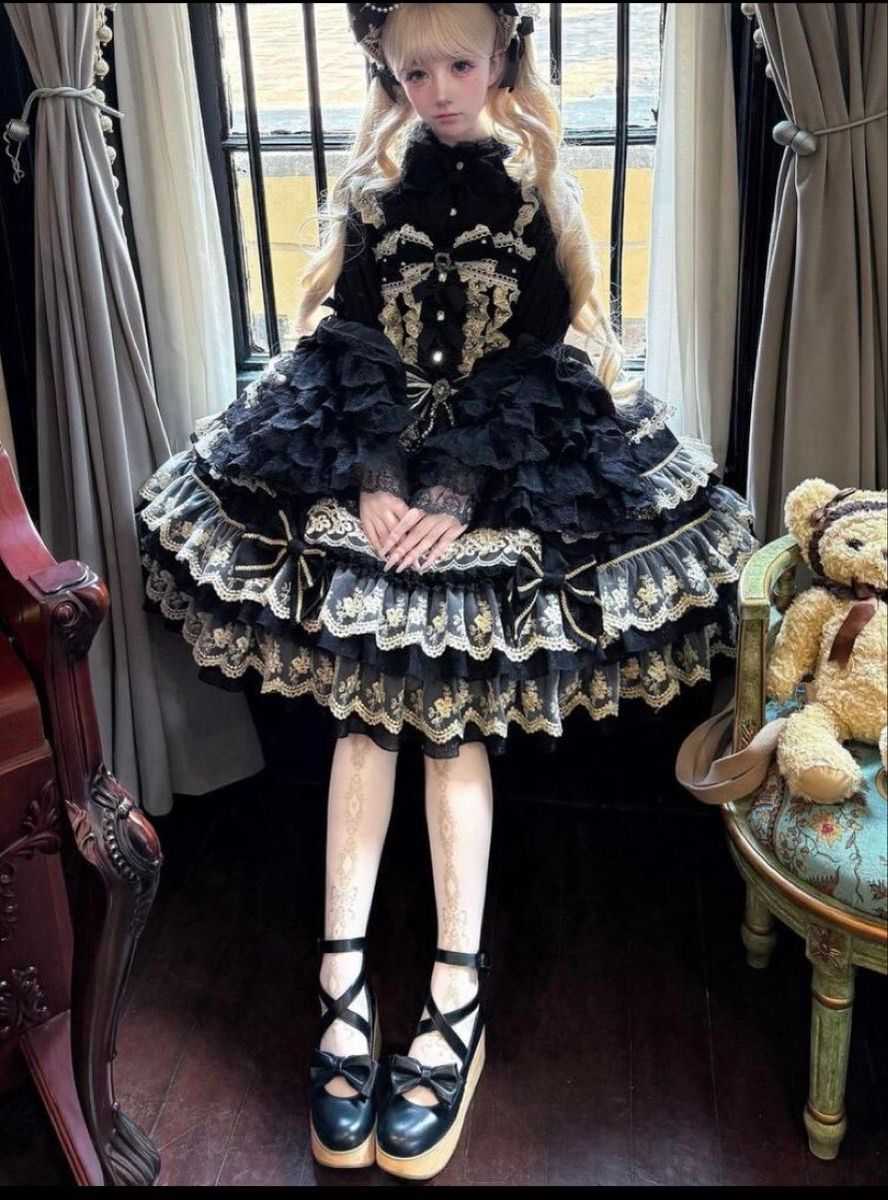 Preview of Gothic Lolita, Lolita, Princess Lolita, Gothic, Classic Lolita Dress, Frills, Popular, Japanese Lolita, Black, XL Size