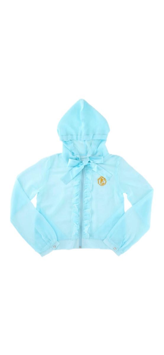 Preview of Angelic Pretty Ariel Women's Lightweight Hooded Parka in Light Blue with Ribbon and Frills