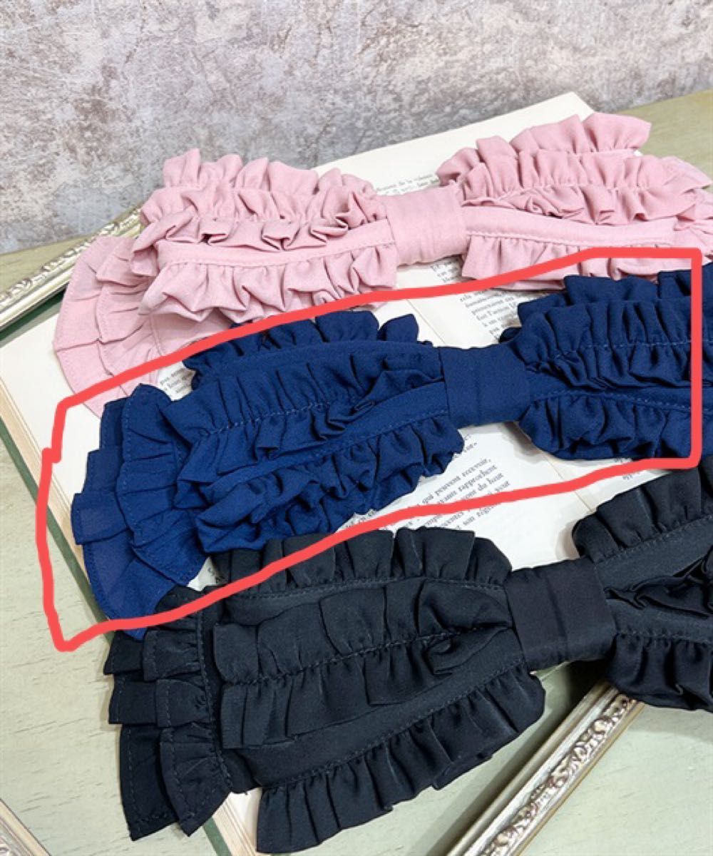 Preview of axes femme Kawaii Chalmiere リボン型 ヘッドドレス ネイビー 新品未使用 タグ付き ゴスロリ ロリータ
