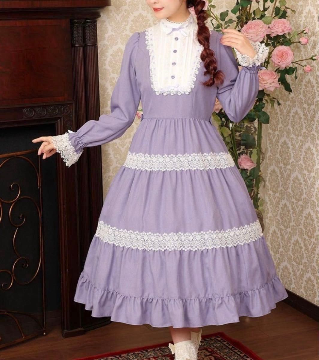 Preview of Innocent World エリシアワンピース パープル×オフオワイト Mサイズ イノセントワールド クラロリ 紫 すずらん