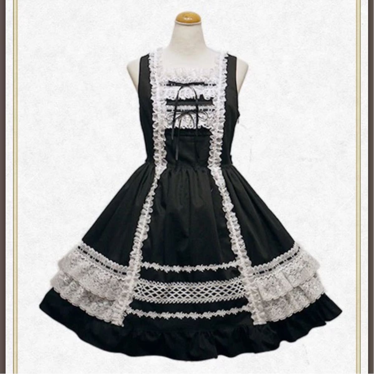 Preview of BABY, THE STARS SHINE BRIGHT Lace Frill Jumper Skirt Burberry Black x Off-White