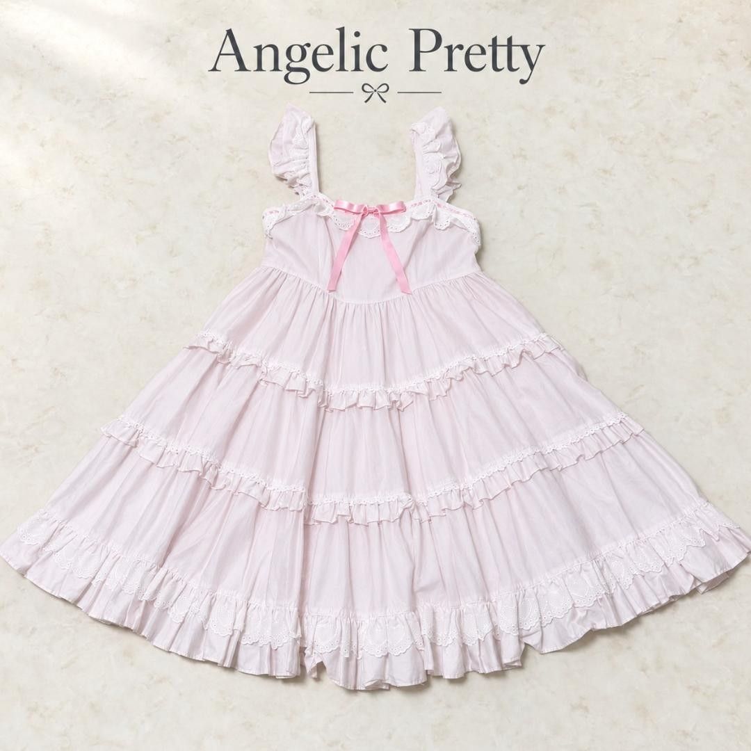 Preview of 【未使用級】Angelic Pretty キャミティアードワンピース ジャンスカ ロリータ 綿100% フリル レース リボン