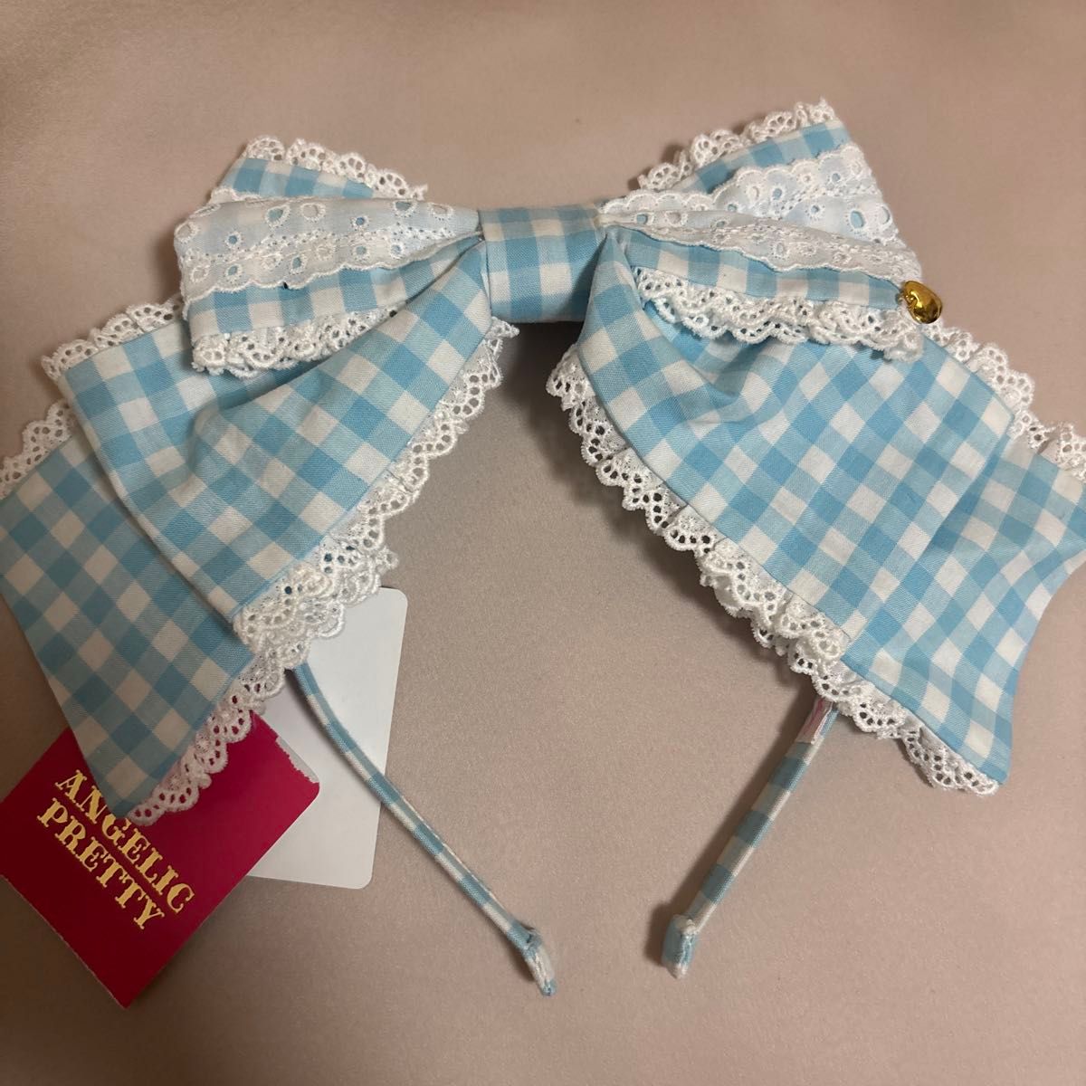 Preview of Angelic Pretty 水色 チェック ハミングリボンカチューシャ