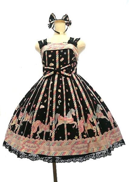 Preview of 初版 KC付き Angelic Pretty Sugary Carnival ジャンパースカート ＆ カチューシャ２点セット JSK アンジェリックプリティ