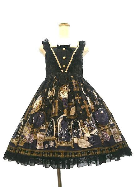 Preview of First Edition with Key Card: Angelic Pretty Mercator Antique Shop Jumper Skirt & Headband 2-Piece Set (JSK)