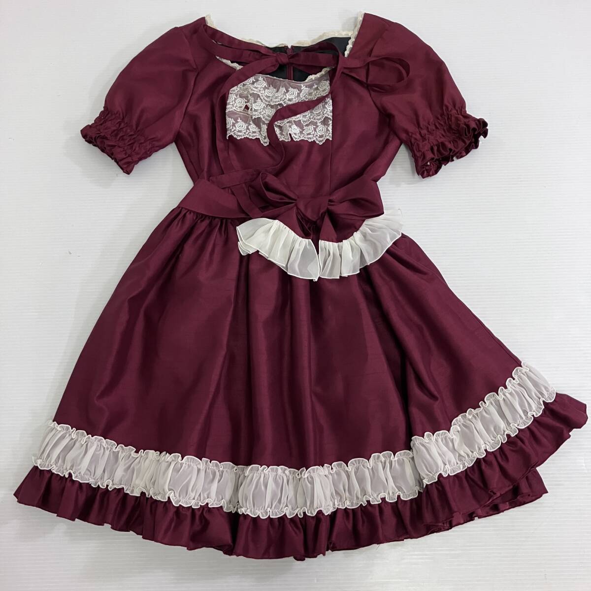 Preview of ◆ ATELIER PIERROT アトリエピエロ ワンピース ソワレドレス 半袖 ロリータ フリル リボン レース レッド サイズ不明 古着