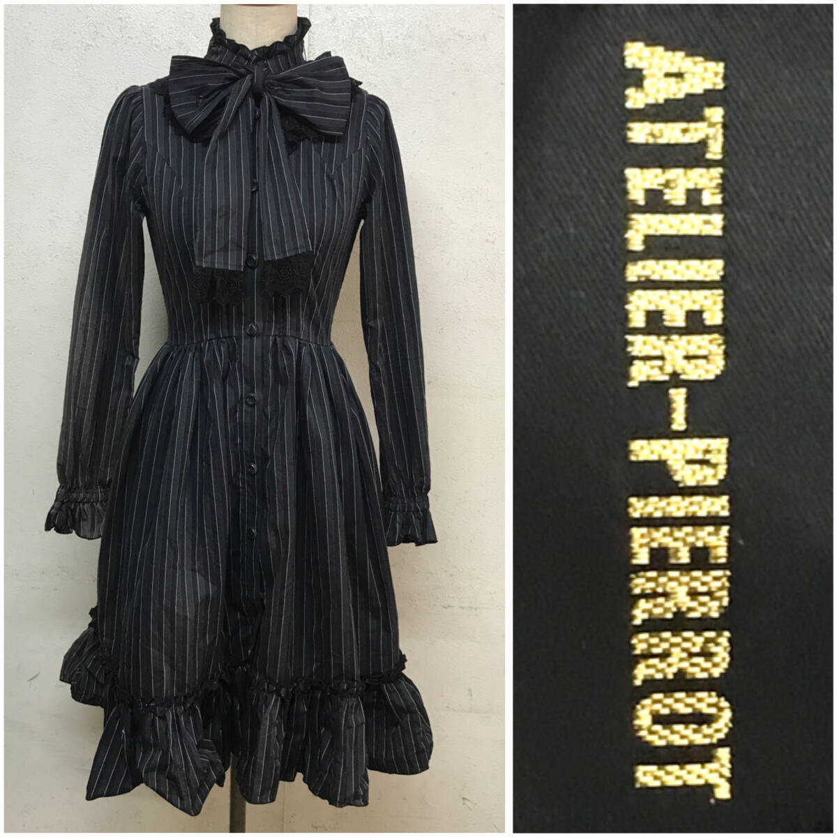 Preview of FNY54/18 ATELIER PIERROT ストライプレースリボンドレス アトリエピエロ ワンピース ゴシック＆ロリータ ゴスロリ ロリータ※色抜け有◎