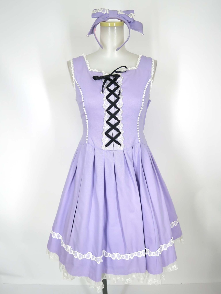 Preview of Angelic Pretty / Pure Doll Jumper Skirt & Ribbon Headband Set / Angelic Pretty [B77497]